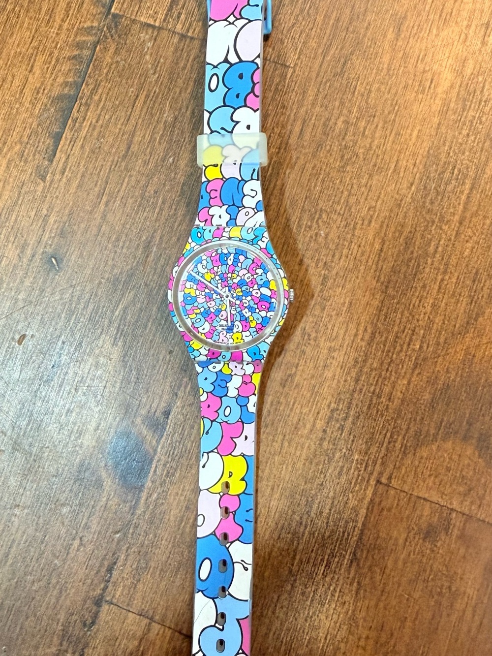Swatch Multicolor Pop Art Pattern Watch - Pink Blue Yellow White
